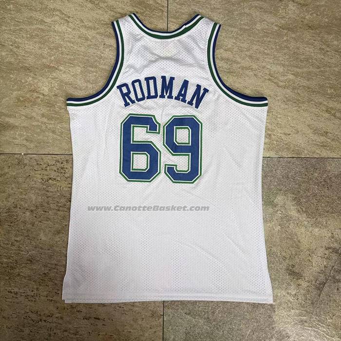 Maglia Dallas Mavericks Dennis Rodman No 69 Mitchell & Ness 1999-20 Bianco